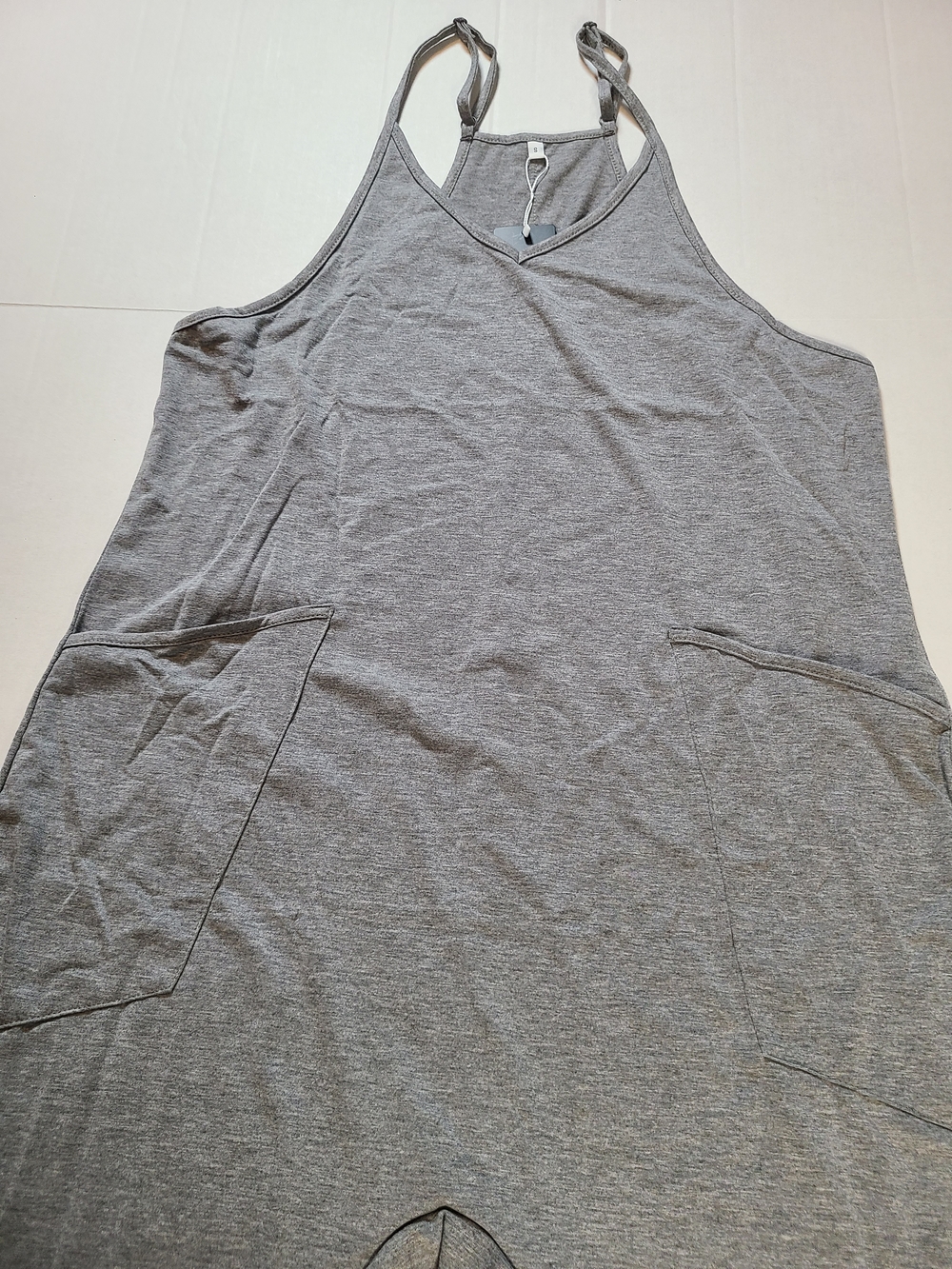 Deep Self Womens Relaxed Gray Sleeveless V-Neck Jumpsuit with Pockets NWT Small - Picture 13 of 13
